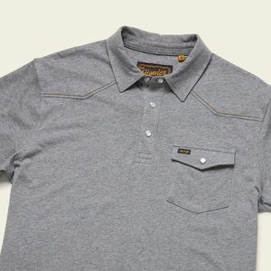 Howler Brothers Mens Ranchero Polo Grey Heather Medium Pearl Snaps Soft NEW